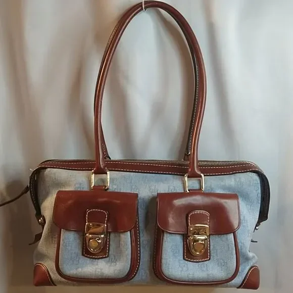 Dooney & Bourke Blue and Brown Satchel - Picture 1 of 13